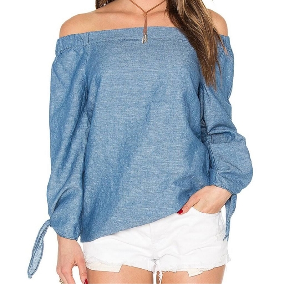 LOFT Blue off shoulder top NWT - Picture 13 of 13